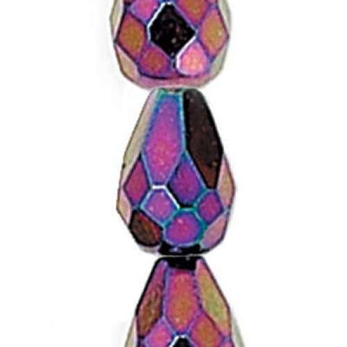 10mm x 13mm Purple Iris Fire Polished Tear Drops - 13 Beads Strand - 23980/21495