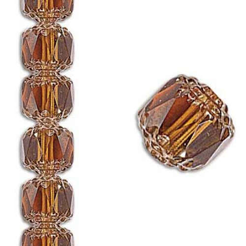 6mm Crown Honey Picasso Antiqued Bronze - 29 Beads Strand - 10020/14415