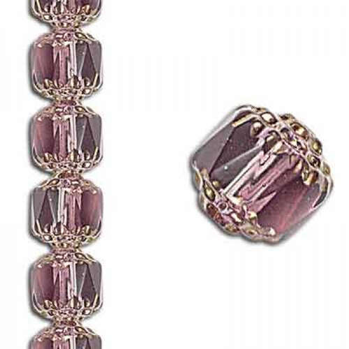 6mm Crown Amethyst Picasso Antiqued Bronze - 29 Beads Strand - 20040-14415