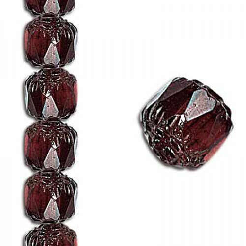 6mm Crown Light Garnet Picasso Antiqued Bronze - 29 Beads Strand - 90100-14415