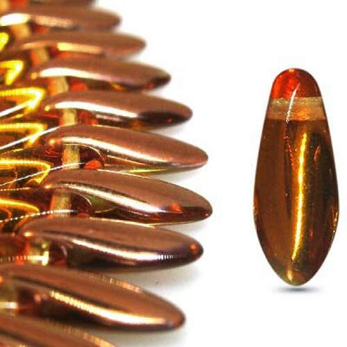 5mm x 12mm Side Drilled Dagger - Light Amber Half Capri - 10040/27101 - 54 Bead Strand