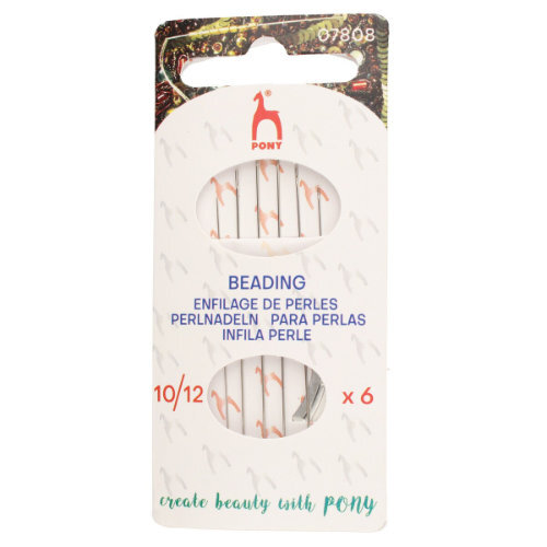 Pony Beading Needles - Size 10 & 12 - 6 Pack with Needle Threader - PBN1012T