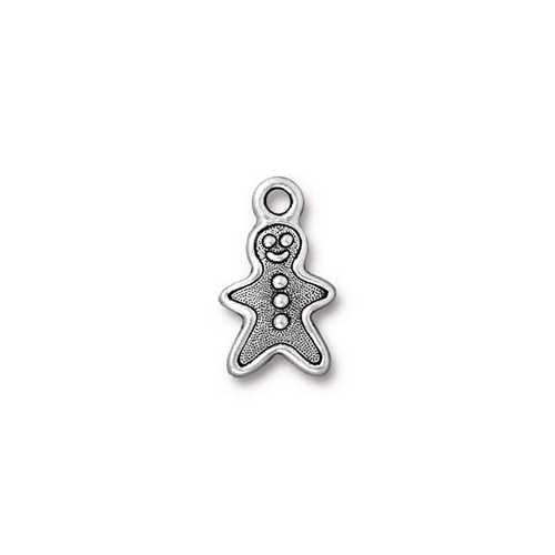 Gingerbread Man Drop - Antique Silver