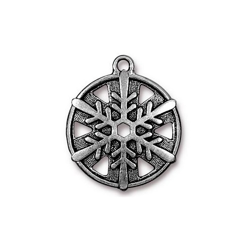 Snowflake 1" Drop - Antique Silver