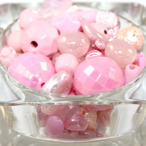 Acrylic Beads & Pendant Mix - Light Pinks