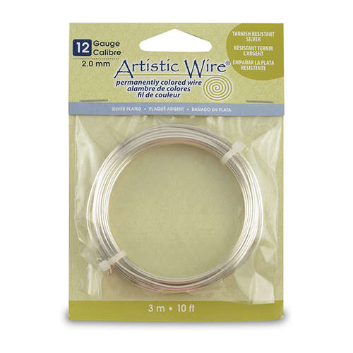 Silver Plated - Tarnish Resistant Silver - 12 Gauge (2.1 mm) - 10 ft (3.1 m) - AWB-12S-10-10FT
