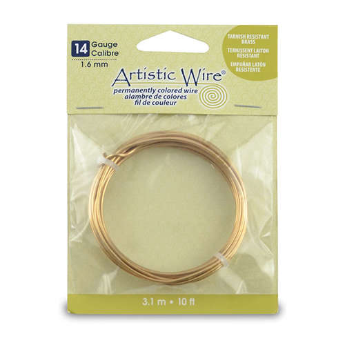 Tarnish Resistant Brass - 14 Gauge (1.6 mm) - 10 ft (3.1 m) - AWB-14-NTB-10FT