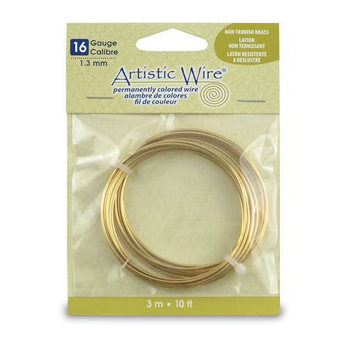 Tarnish Resistant Brass - 16 Gauge (1.3 mm) - 10 ft (3.1 m) - AWB-16-NTB-10FT