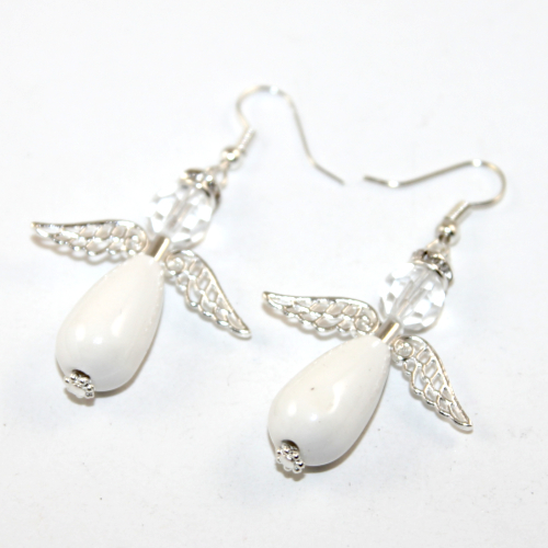 Christmas Angel Earrings - Large - Silver