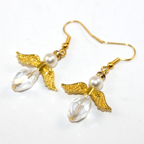 Christmas Angel Earrings - Small - Gold