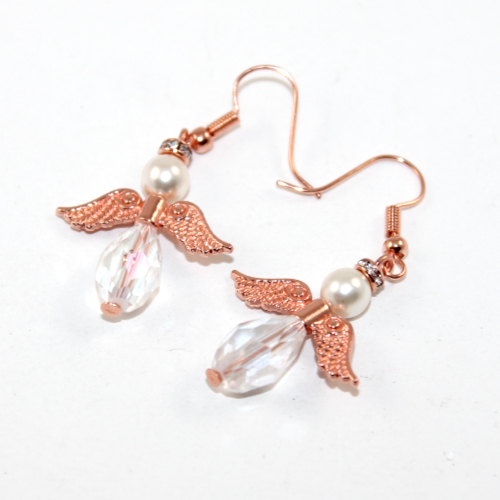 Christmas Angel Earrings - Small - Rose Gold