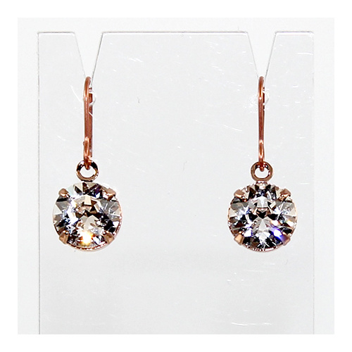 Round Drop Earrings - Swarovski© Crystal - Rose Gold & Crystal