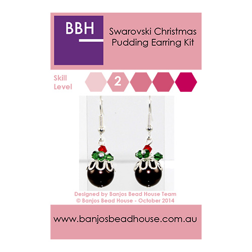 Earring Kit - Swarovski Christmas Puddings - Silver Findings