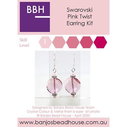 Earring Kit - Swarovski Pink Twist Earrings with Silver Findings