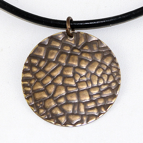 Etched Natural Brass Pendant - Crackle