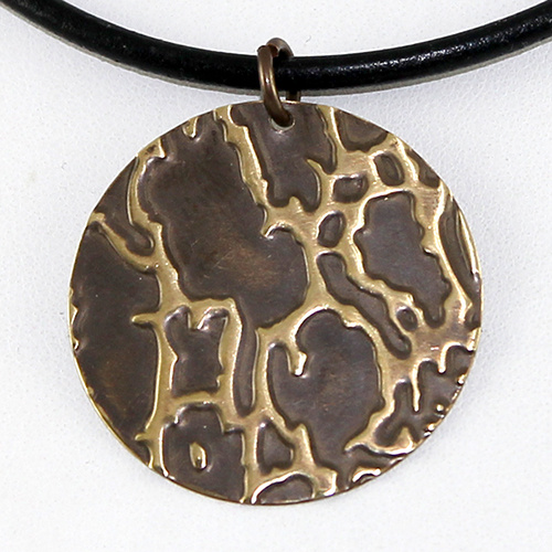 Embossed Natural Brass Pendant - Organic Spots