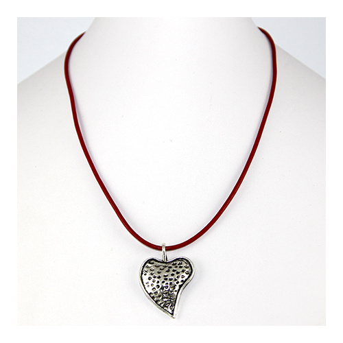 Heart Pendant - Red leather
