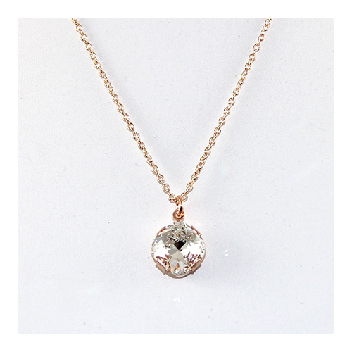 Antique Square Pendant - Swarovski© Crystal Rose Gold Pendant on Rose Gold Plate Chain