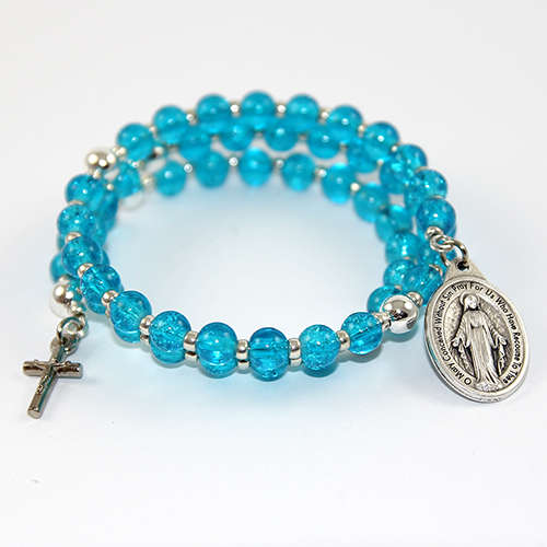 Rosary Bead Wrap Bracelet - Blue
