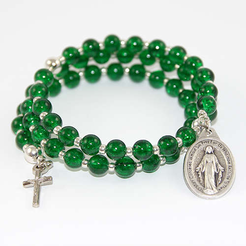 Rosary Bead Wrap Bracelet - Green