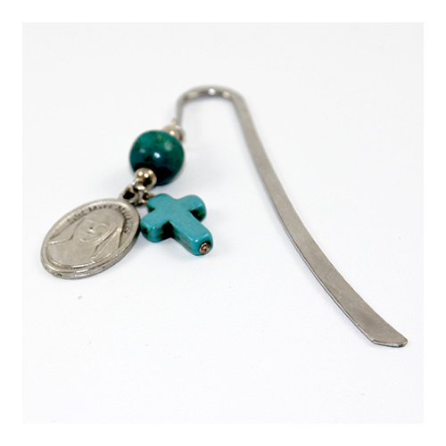 Bookmark with Holy Medal and Howlite Cross