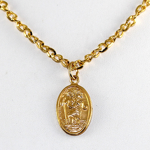 St Christopher Gold Plate Pendant on Chain or Leather