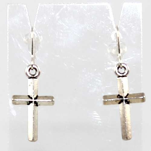 Classic Cross Pewter Earrings