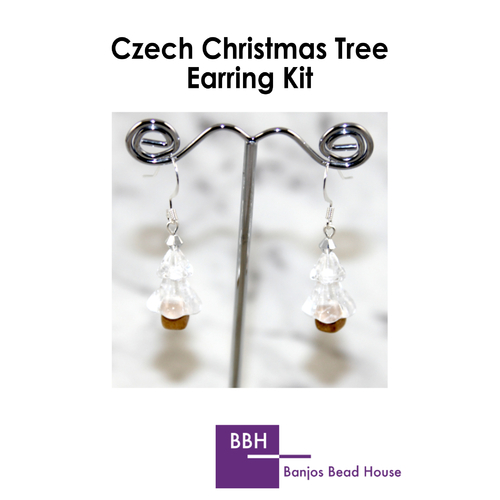 Earring Kit - Czech Christmas Tree - Crystal - Silver Findings