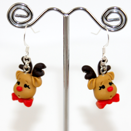 Red Nose Reindeer Resin Earrings