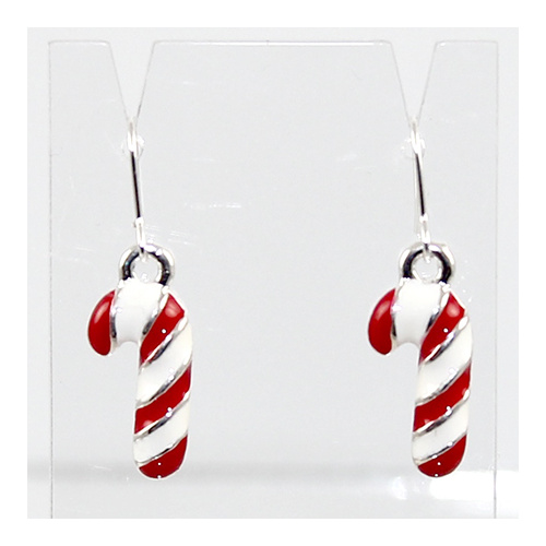 Enamel Christmas Candy Cane Earrings