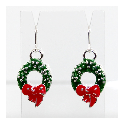 Enamel Christmas Wreath Earrings