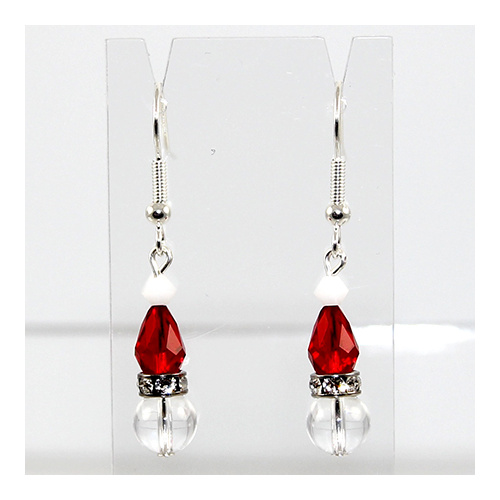 Crystal Santa Hat Earrings - Silver