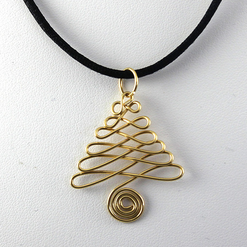 Wired Christmas Tree Pendant - Gold