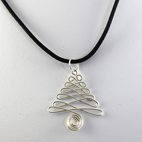 Wired Christmas Tree Pendant - Silver