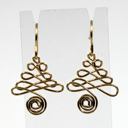 Wired Christmas Tree Earrings - Gold