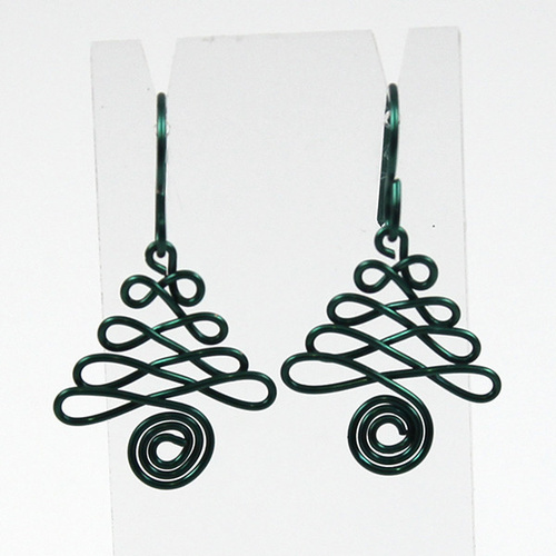 Wired Christmas Tree Earrings - Kelly Green