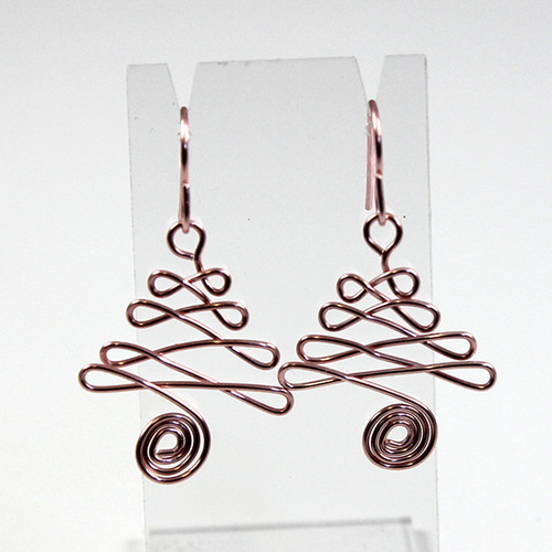 Wired Christmas Tree Earrings - Rose Gold