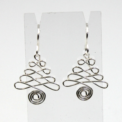 Wired Christmas Tree Earrings - Silver