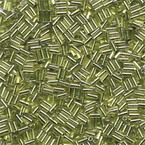 Miyuki 3mm Bugle Bead - BGL1-9014 - Silver Lined Chartreuse - Transparent