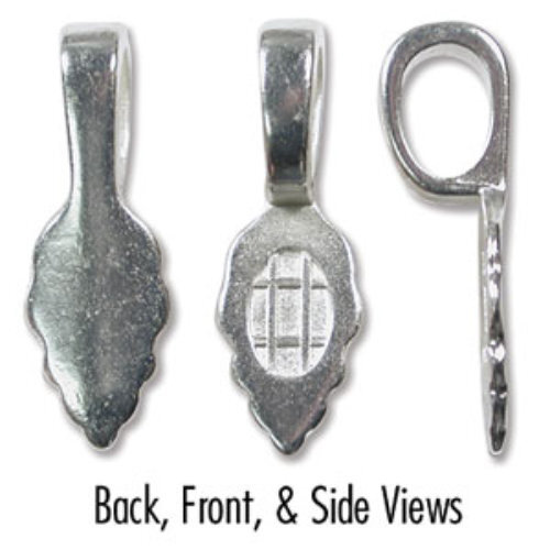 Glue on Bail - 25mm Pendant, Sterling Silver Plate - BL13SP
