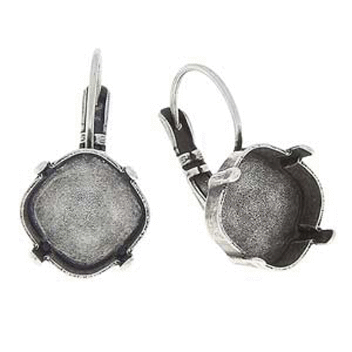 Gita - 12mm 4470 Square Leverback Earring Setting - Pair - C5000107