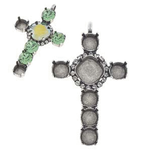 Gita - SS39 1088 Chaton & 12mm 4470 Square Fancy Stone Cross Pendant Setting - C5001017