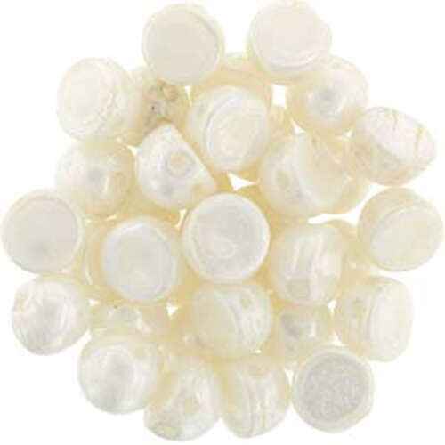 7mm Cabochon 2 Hole - Opaque Luster White - CAB07-L03000