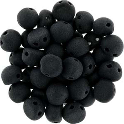 7mm Cabochon 2 Hole - Matte Jet - CAB07-M23980