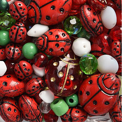 Czech Glass Bead Mixes Ladybug