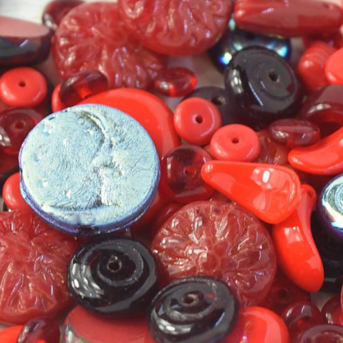 Czech Glass Bead Mixes Red - 25gm Bag