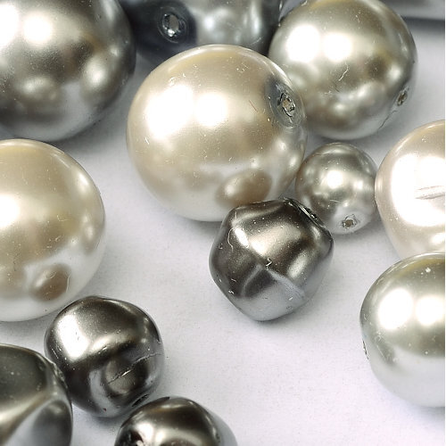Czech Glass Pearls Mixes Silver/Cream Mix