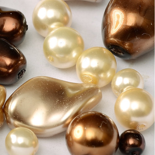 Czech Glass Pearls Mixes Brown/Cream Mix - 25gm Bag