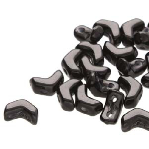 Mini Chevron Duo Beads - 2 Hole  - Opaque Jet - CHV6223980