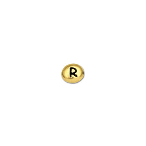 Pack of 2 - Alphabet Beads Letter R - Antique Gold